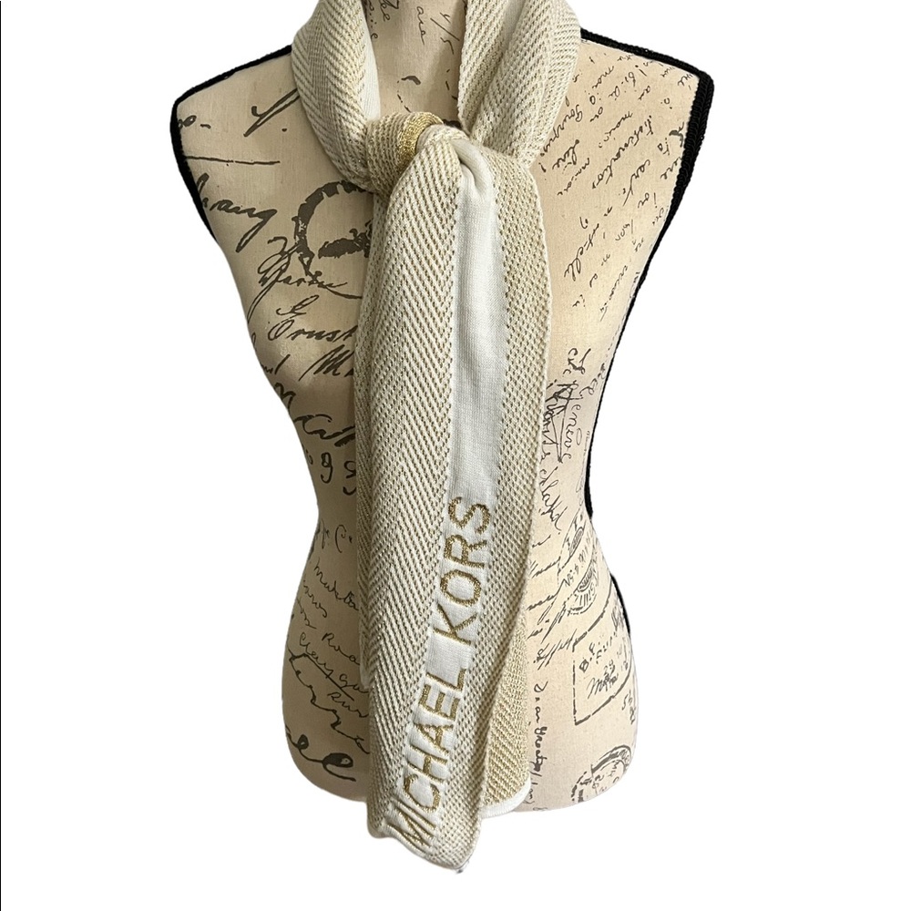 Michael Kors Women Scarf Cream & Gold Shimmer